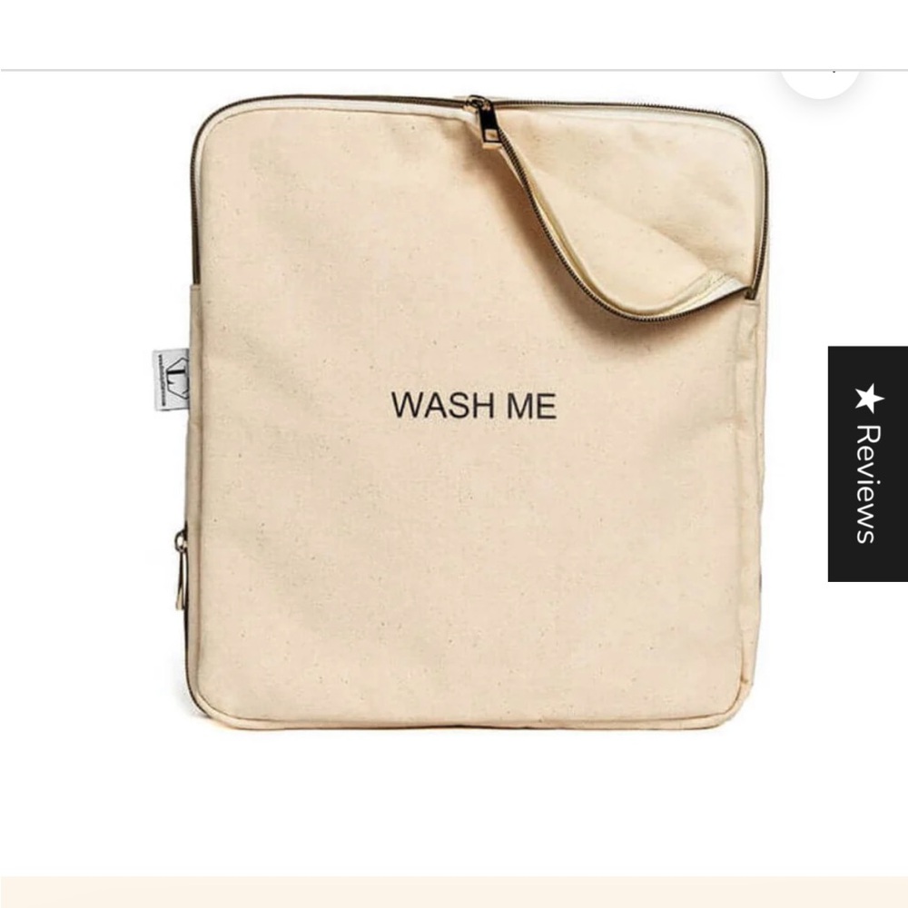 NEW Lindsay Albanese Two Sided Laundry Bag in Natural, Wash Me/Wear Me